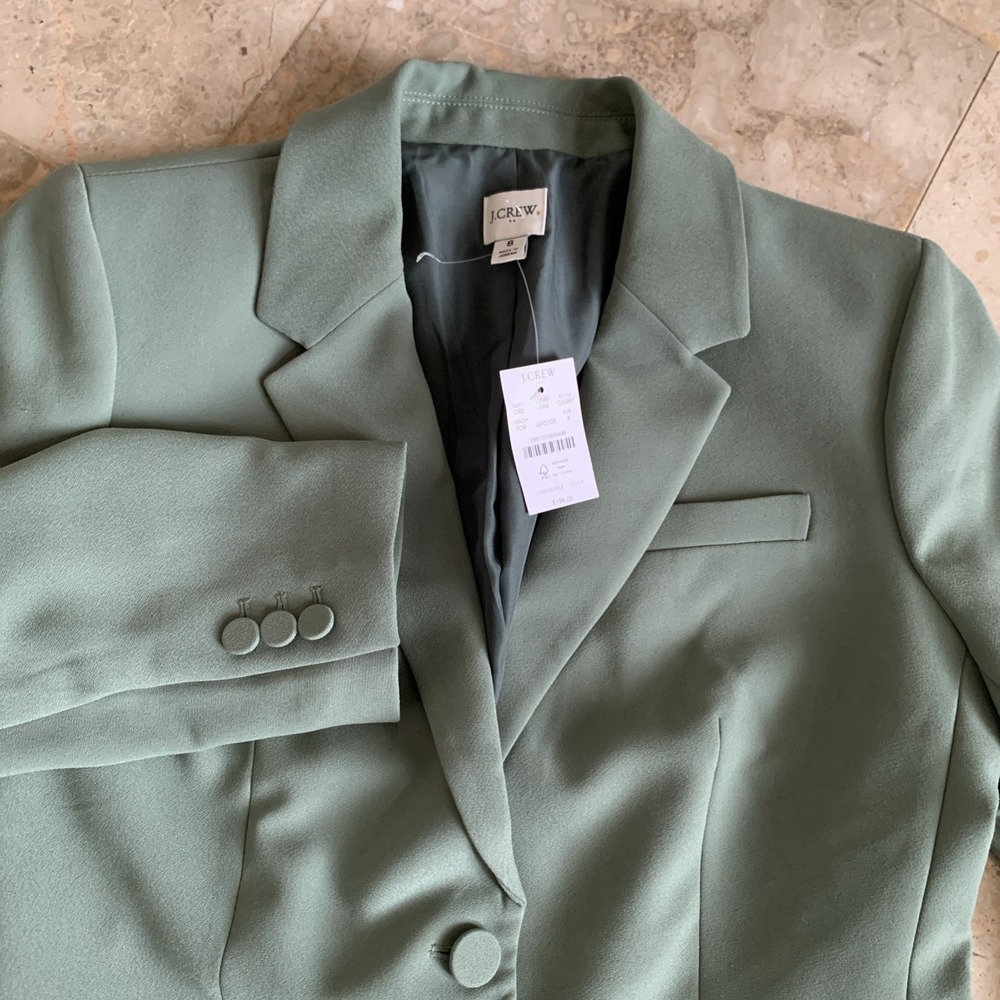 J.Crew Factory‎ Women 8 Sage Green Crepe Office Career Two Button Blazer NWT